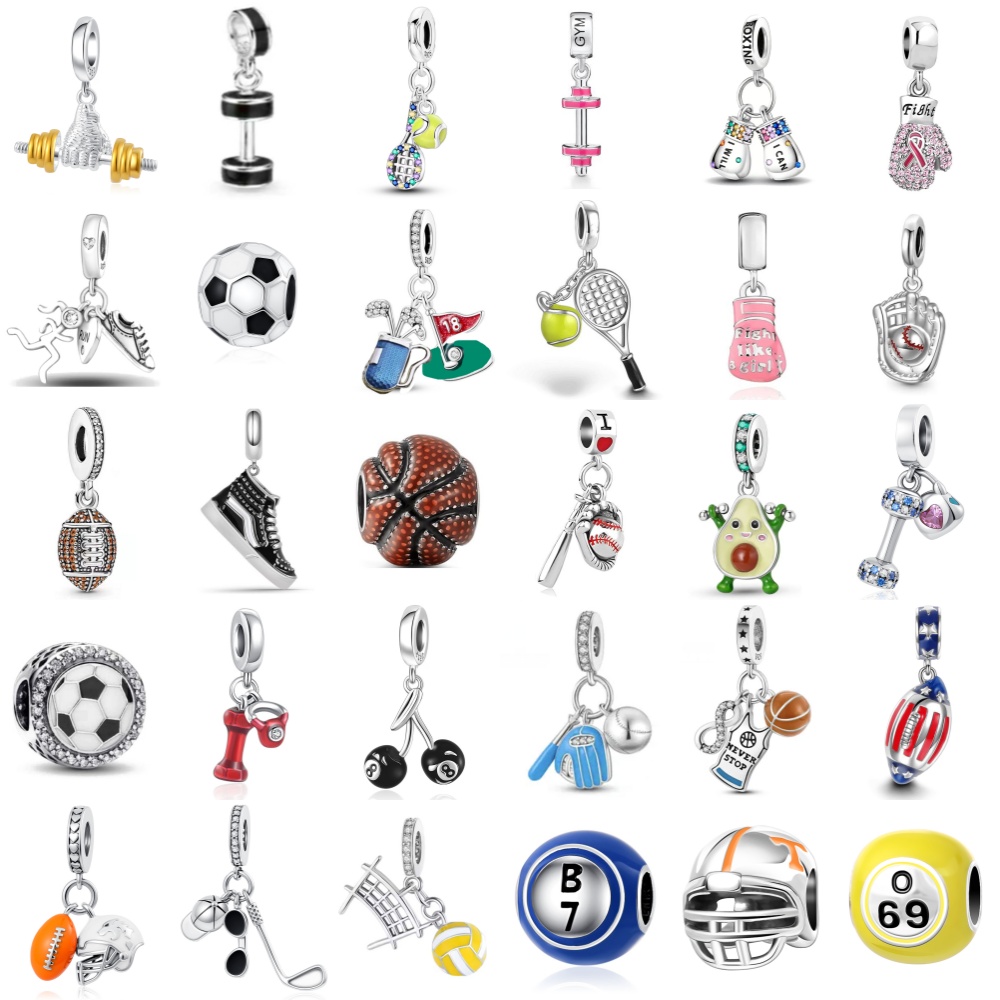Jewelry Making Gloves - 925 Silver baseball helmet Charm football