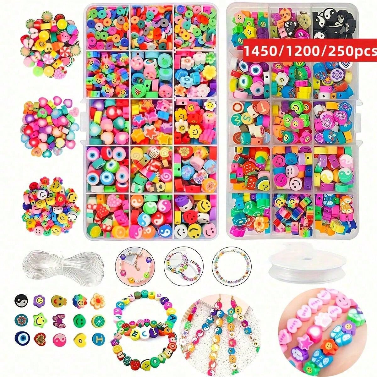 Jewelry Making Kits - 1450/1200/250pcs Polymer Clay Beads Set, Box,