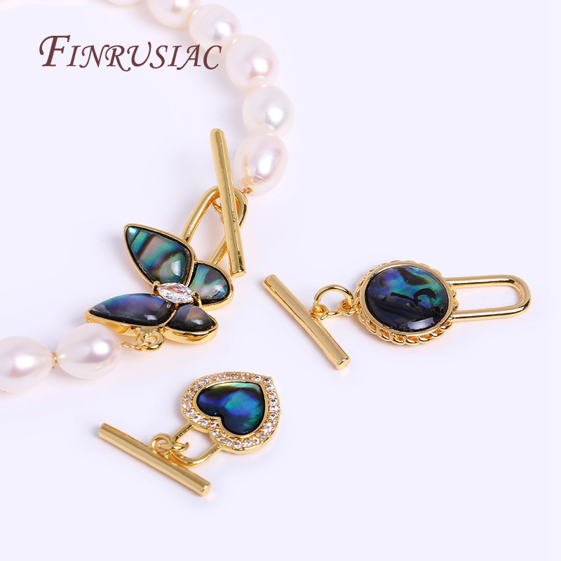 Toggle Clasp Gold - 3 Style Gold Plated Abalone Shell