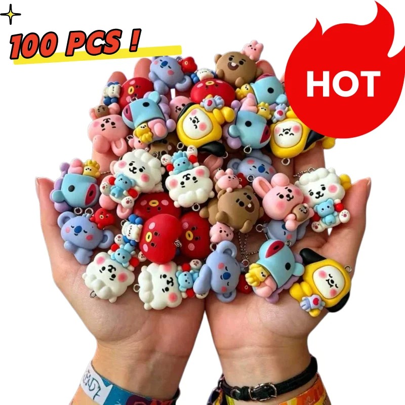 Jewelry Making Ideas - 7pcs BT21 Resin Cartoon Charm DIY