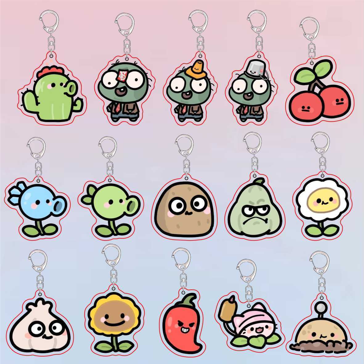 Jewelry Making Ideas - Plants Vs Zombies Acrylic Cute Keychain