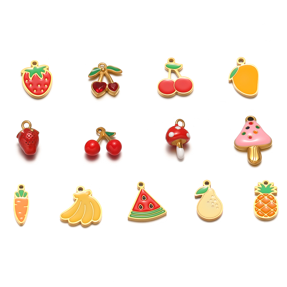 Jewelry Making For 5 Year Old - 5Pcs Stainless Steel Cute Mushroom Enamel