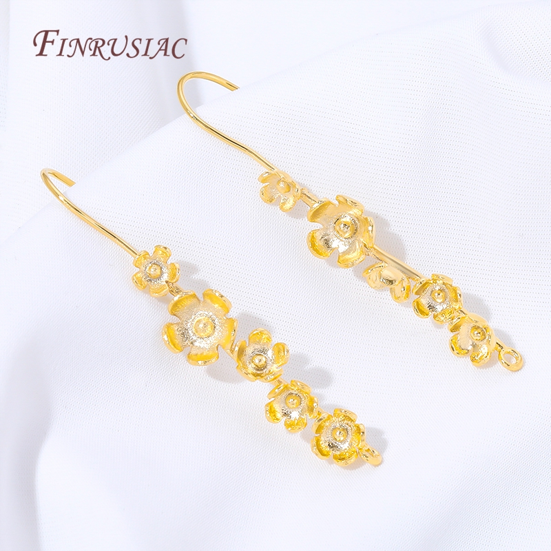 Jewelry Making Earring Supplies - 18K Gold Plated Flower Earrings Hooks,Vintage