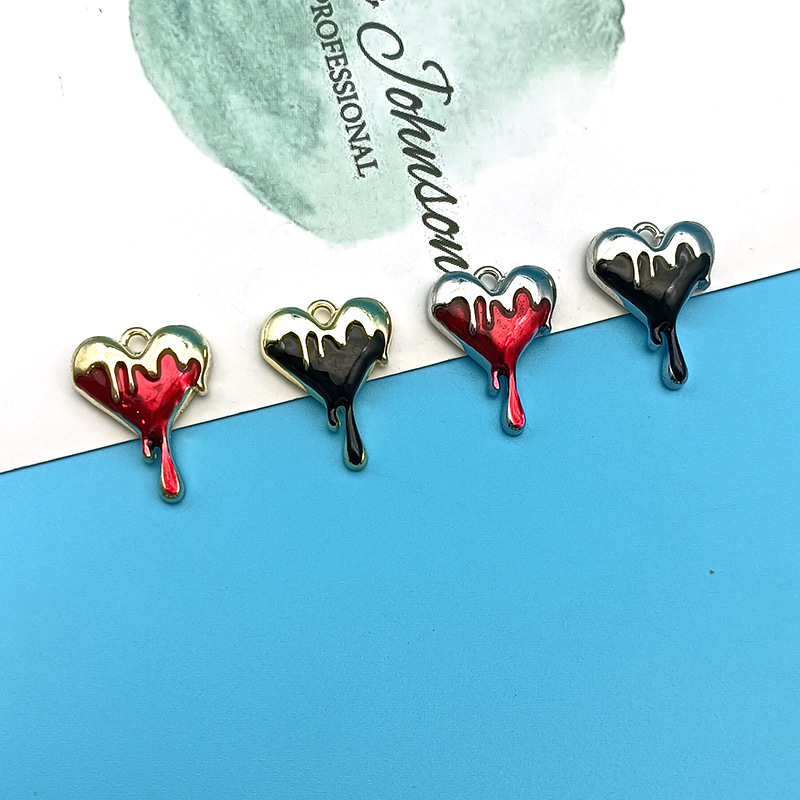 Jewelry Making For 5 Year Old - 10pcs Melt Heart Charms Black White
