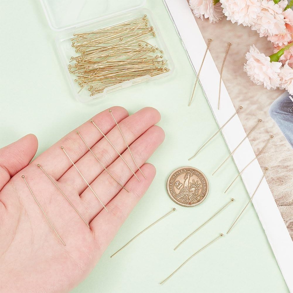 100Pcs Real 24K Gold Plated Ba - Eyepin Ball End review and price
