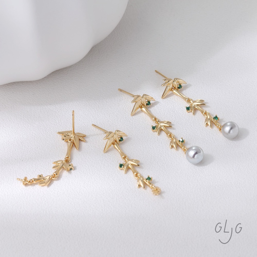 2PCS Bamboo Design Ear Studs B - Jewelry Making Earring Supplies review and price