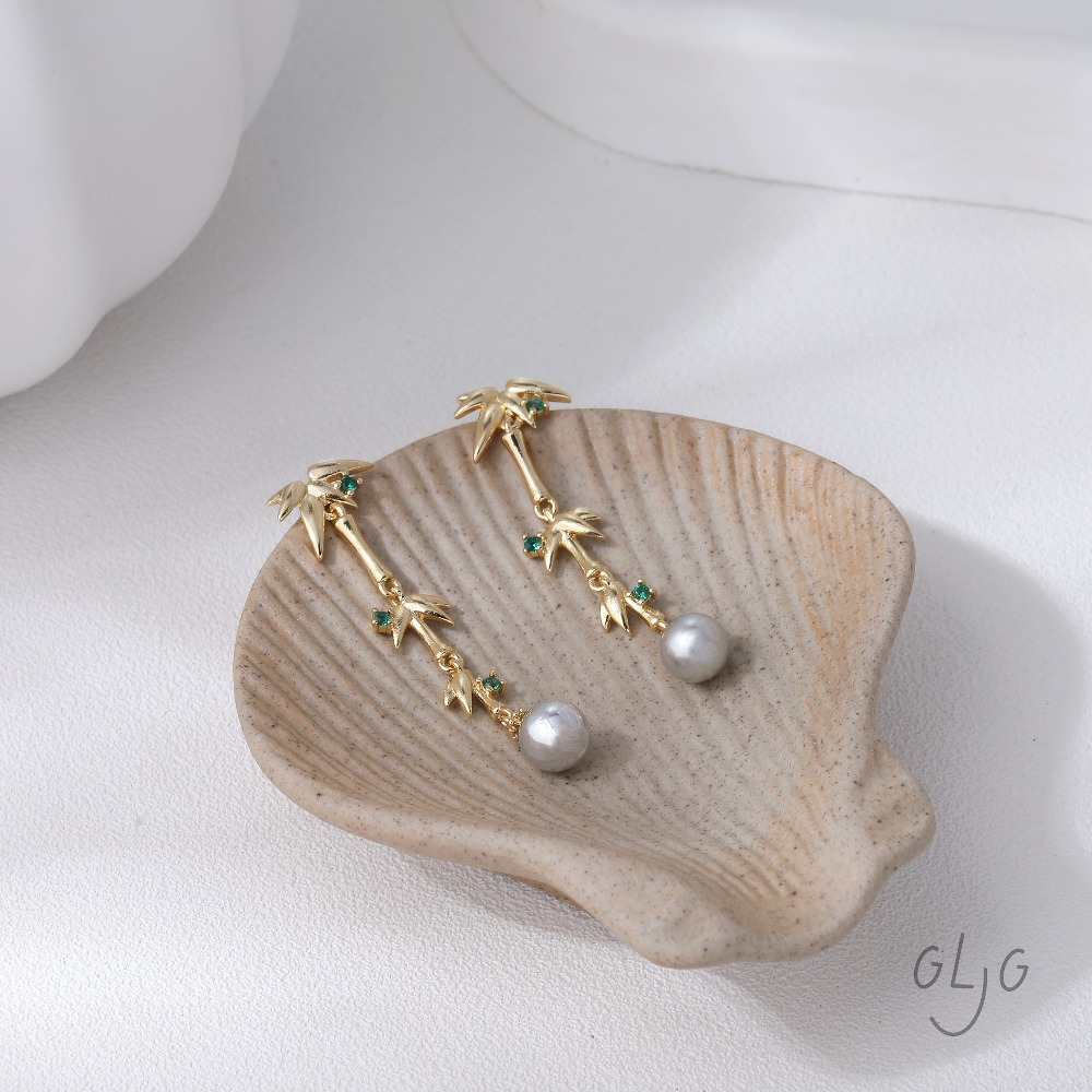 2PCS Bamboo Design Ear Studs B - Jewelry Making Earring Supplies review and price