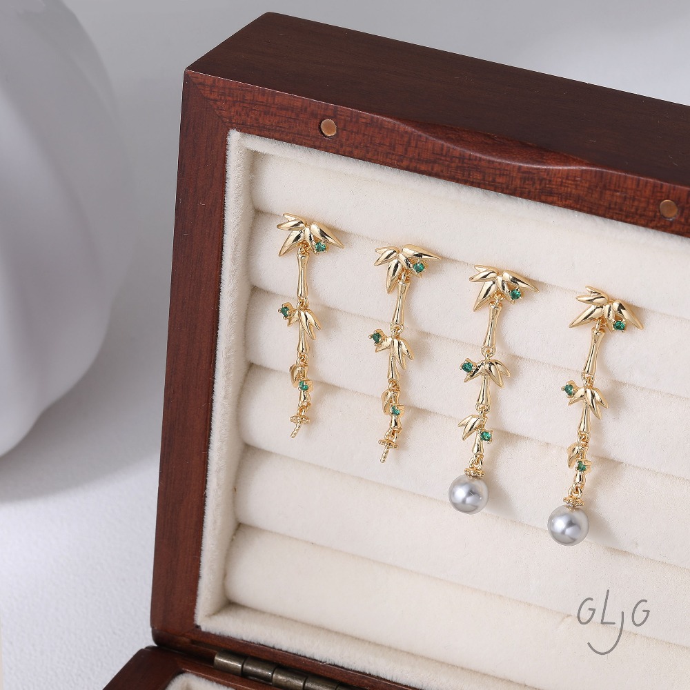 2PCS Bamboo Design Ear Studs B - Jewelry Making Earring Supplies review and price