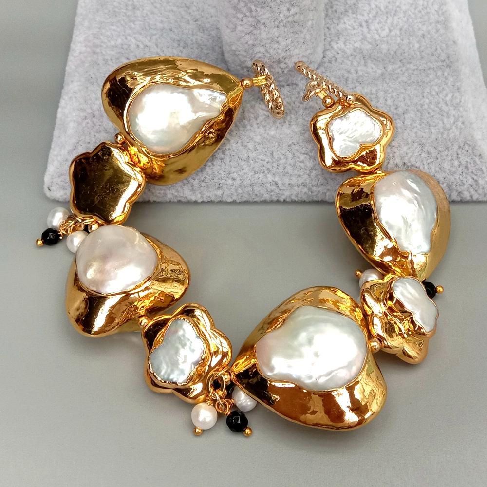 YYGEM natural Heart and Flower - Toggle Clasp Gold review and price