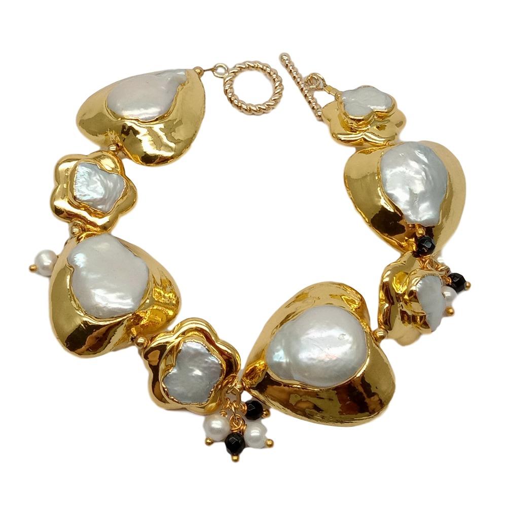 YYGEM natural Heart and Flower - Toggle Clasp Gold review and price