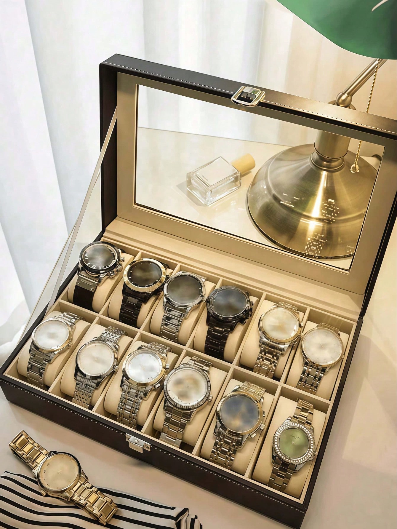 Leather Watch Box with Lock, L - Jewelry Making Box review and price