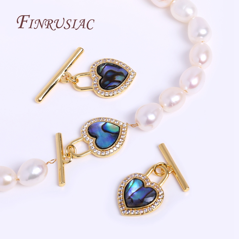 3 Style Gold Plated Abalone Sh - Toggle Clasp Gold review and price