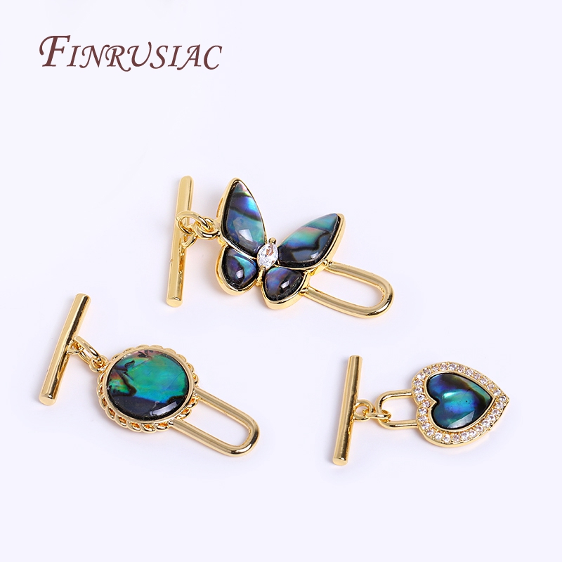 3 Style Gold Plated Abalone Sh - Toggle Clasp Gold review and price