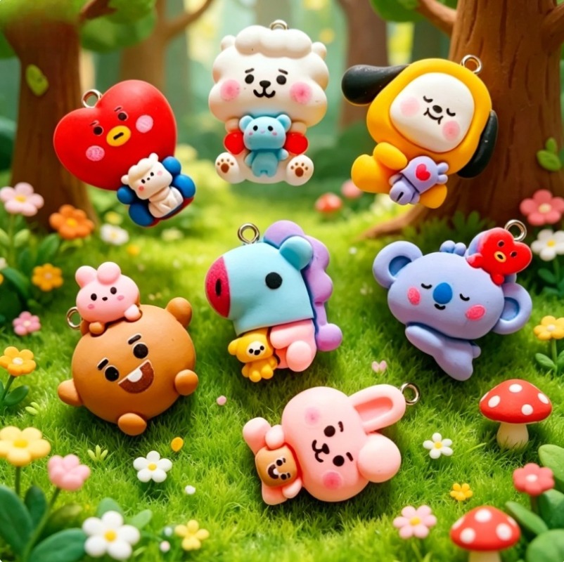7pcs BT21 Resin Cartoon Charm  - Jewelry Making Ideas review and price