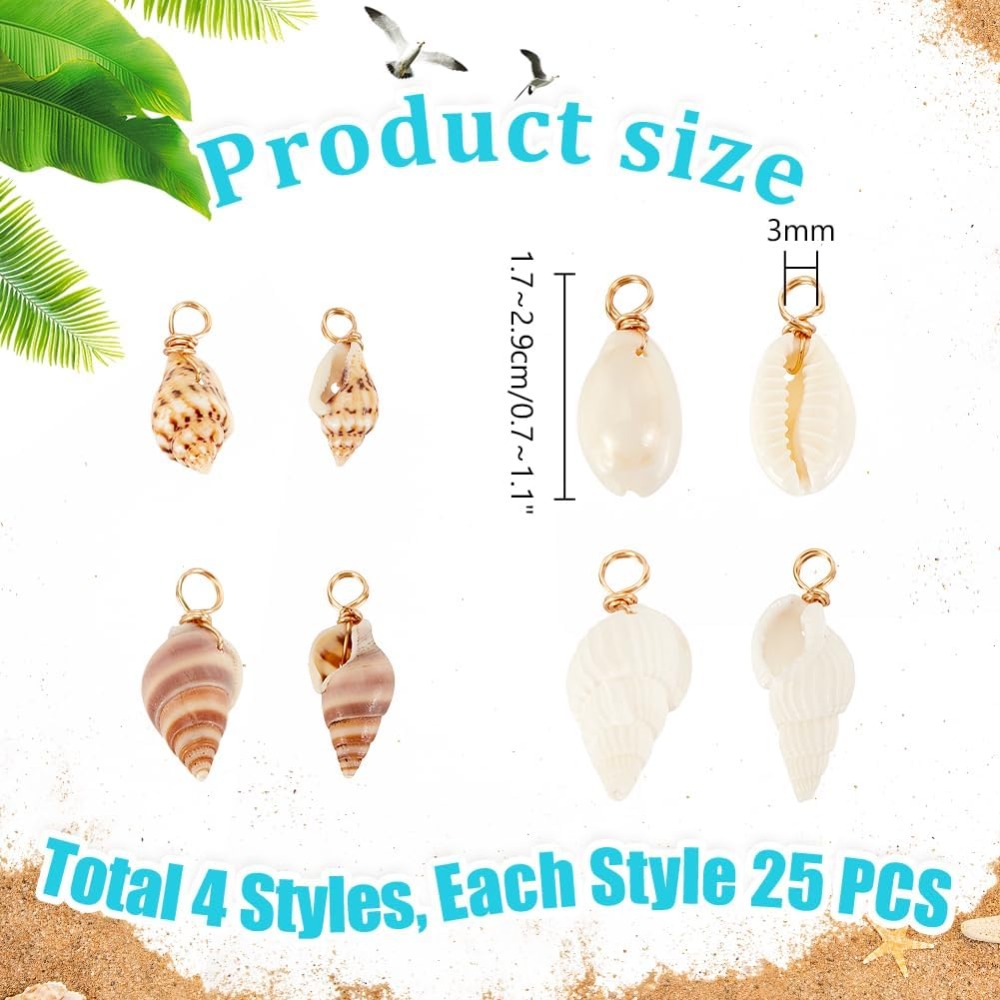 100pcs 4 Styles Natural Shell  - Jewelry Making Kits review and price