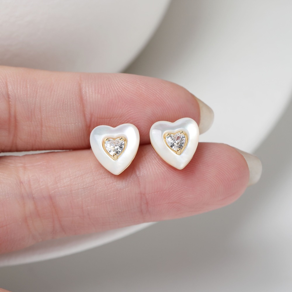 2PCS Dainty Heart Shell Ear St - Jewelry Making Earring Supplies review and price