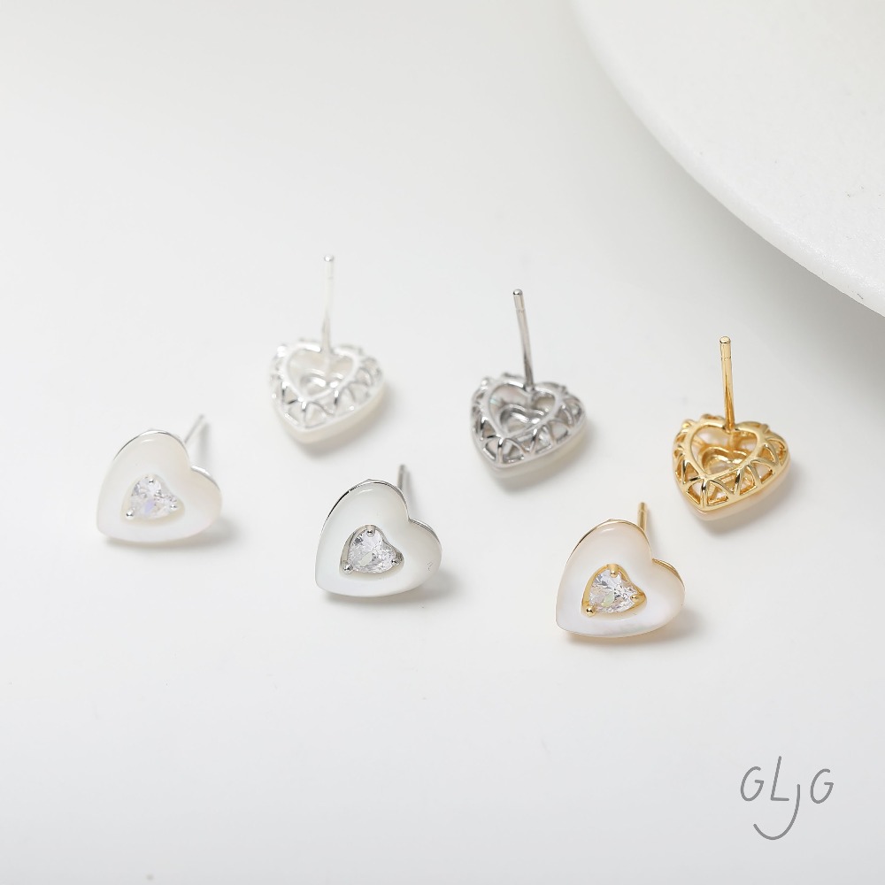 2PCS Dainty Heart Shell Ear St - Jewelry Making Earring Supplies review and price
