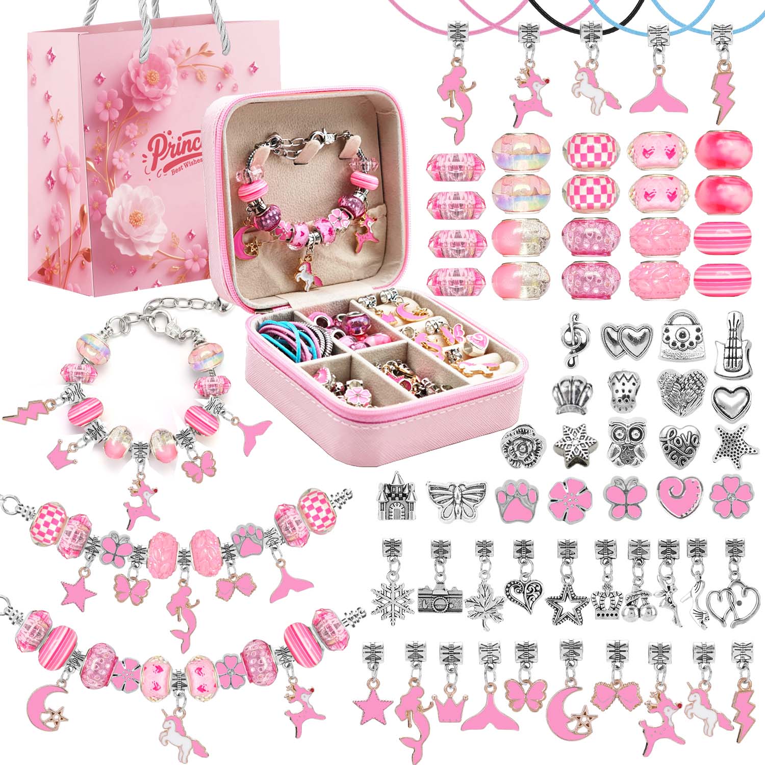 68pcs Pink Beaded Jewelry Set, - Jewelry Making Box review and price